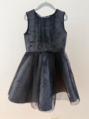 Deux Par Deux | Neoprine Tulle Girls Black Dress | Size 6